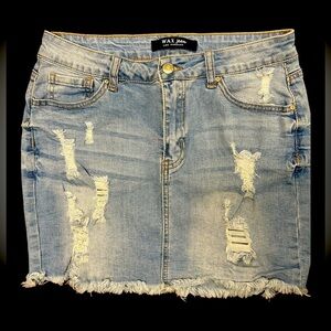 WAX Jean Distressed Denim Mini Skirt - Blue, EUC, Size L